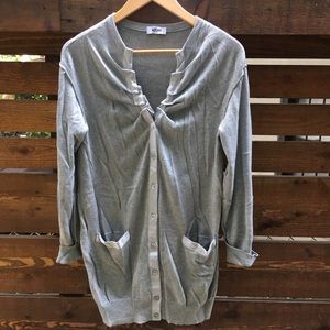 Moschino long gray sweater with cinched collar